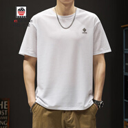 AEMAPE高端質(zhì)感體恤圓領(lǐng)上衣純色短袖彈力冰絲網(wǎng)眼透氣翻領(lǐng)簡(jiǎn)約百搭t恤 白色 2XL 建議體重150-165斤