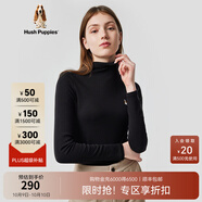 暇步士（Hush Puppies）女裝秋中高領長袖打底衫T恤 188黑色 XS