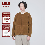 無印良品（MUJI）女式  長毛抓絨 夾克 短款外套女  簡約風(fēng) BB2NSA3A 深暗黃色 S(155/80A)
