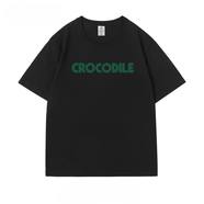 MODX王一博同款CROCODILE短袖白色鱷魚(yú)字母情侶款T恤夏季男女純棉上衣 黑色 S