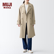 無印良品（MUJI）女式 不易沾水 雙排扣大衣 風(fēng)衣 外套秋 淺米色 3S M（160/84A）