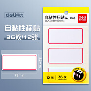 得力 （deli）自粘性標(biāo)簽貼/標(biāo)簽紙/便簽紙 姓名貼 可反復(fù)粘撕 標(biāo)不干膠標(biāo)手寫空白貼紙記號(hào)貼粘貼單包 【34*73mm】3枚/張 7186 1包裝/12張