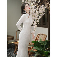 小紅書爆款新中式敬酒服旗袍2024新款魚尾訂婚晚禮服高級感領(lǐng)證登 9169白色xXL