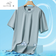 L利郎旗下【品牌斷碼清倉】7A液氨棉男士純色半袖夏季圓領(lǐng)寬松體恤 淺藍色 M