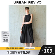 UR2025春季新款女裝簡約氣質(zhì)純色拼接無袖連衣裙UWM750038 黑色 XS