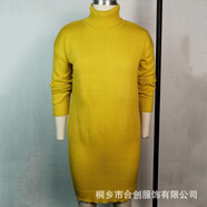榮西圖（RONGXITU）2025歐美風(fēng)高領(lǐng)中長款毛衣女針織外套女裝上衣 黃色 S