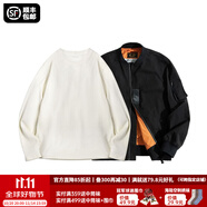 馬登工裝美式空中MA1飛行員夾克軍事風短款外套復古棒球服男潮秋上衣 黑色MA1+米白長T 3XL