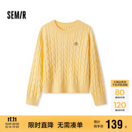 森馬（Semir）森柔毛衫|毛衣女絞花溫柔寬松2024冬圓領(lǐng)刺繡套頭衫109724107002