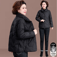 梵花秀洋氣媽媽裝短款羽絨服年新款時(shí)尚小棉衣外套中老年女裝秋冬季棉襖 黑色高品質(zhì)白鴨絨 L 建議穿110斤以下