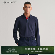 GANT/甘特春季新款polo衫上衣簡約純色時(shí)尚休閑撞色翻領(lǐng)長袖T恤男 005-黑色 M