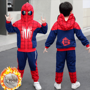 促銷(xiāo)價(jià)蜘蛛俠童裝男童套裝中大童韓版春秋冬款運動(dòng)衛衣純棉三件套 冬款寶藍色加絨加厚二件套送眼罩 120 碼（約5-6歲110厘米左右）