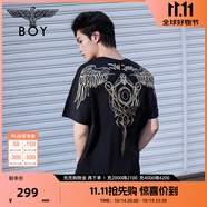 BOY LONDON【暗黑羅盤(pán)】夏情侶款短袖權杖印花炸街潮牌T恤N01906 N0103902 XS