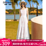 帝弗·潤馳2025夏季新款白色無(wú)袖蕾絲連衣裙女度假優(yōu)雅氣質(zhì)鏤空粉色過(guò)膝長(cháng)裙 白色 3XL