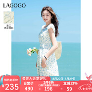 lagogo重工立體繡花連衣裙女拉谷谷2025年春夏新款碎花度假裙子 混色 M