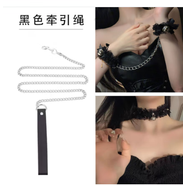 歐陽(yáng)先生蕾絲大鈴鐺項圈蝴蝶結可愛(ài)頸環(huán)choker鎖骨鏈項鏈手鏈 黑色組合三件套