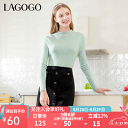lagogo多巴胺多色修身軟糯針織衫女拉谷谷2024冬新款半高領(lǐng)打底衫 薄荷綠(L6) M 160/38