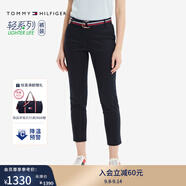 TOMMY HILFIGER【輕彈感】25女裝四季款條紋腰帶彈力直筒修身九分褲休閑褲【九分】藏青色DW5 （腰帶隨機(jī)）34