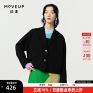 幻走（MOVEUP）【商場同款】2024春季新款西裝領(lǐng)口袋設(shè)計(jì)師短款外套女 黑色 S