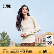 森馬（Semir）長(zhǎng)袖T恤女吸濕發(fā)熱抗菌緊身內(nèi)搭2024圓領(lǐng)抓絨套頭衫109724101007
