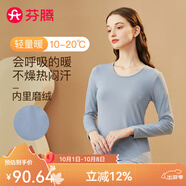 芬騰 保暖內衣套裝女士修身圓領(lǐng)秋冬季長(cháng)袖長(cháng)褲打底 女款E-淺蘭灰 3XL