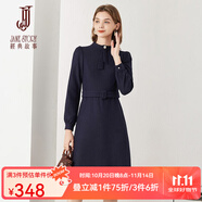 經(jīng)典故事（JANE STORY）法式紅色毛呢連衣裙女春季2025新款高端含羊毛長(zhǎng)袖內(nèi)搭打底裙子 M05 深藍(lán)色 L