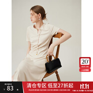 范思藍(lán)恩云端漫步國(guó)風(fēng)新中式修身針織連衣裙2024夏季新款圓領(lǐng)裙子 米色 L