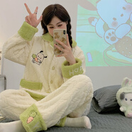 愛(ài)芬柔睡衣女士秋冬季珊瑚絨加厚加絨法蘭絨可愛(ài)少女冬天保暖家居服套裝 881106帕恰狗 M 建議體重75-100斤
