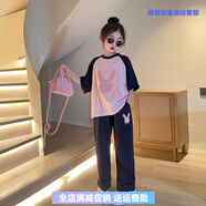 兒童套裝夏天女孩子衣服10歲以上小學(xué)生中大童女裝12歲-15歲初中 粉紅兔套裝-粉色 160 (建議身高145-155)
