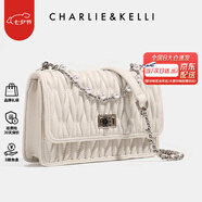 CHARLIE&KELLI?CK品牌包包女包奢侈品牌2025新款送女友生日禮物菱格鏈條包斜挎 米白【京倉配送 贈(zèng)禮袋+賀卡】