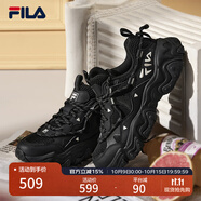 FILA 斐樂官方男鞋貓爪鞋5代老爹鞋運(yùn)動(dòng)鞋休閑鞋透氣男 黑-BK 42.5