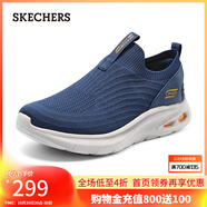 斯凱奇（Skechers）一腳蹬健步鞋舒適休閑透氣運動鞋厚底緩震跑步鞋 海軍藍(lán)色/NVY 39.5