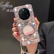 亮曼適用于華為mate60手機殼70麥芒30榮耀X60i暢享70pro女款MateX5奢華30水鉆Magic7支架magic6至臻版X 粉色奢華全鉆香水瓶支架 華為暢玩20/麥芒10se