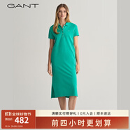 GANT/甘特新款女裝翻領(lǐng)長(cháng)裙裙子純色休閑寬松百搭POLO裙短袖連衣裙 天綠色 XS