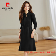皮爾卡丹（pierre cardin）品牌高檔輕奢旗袍連衣裙女秋冬正式場(chǎng)合端莊媽媽喜婆婆婚宴裝禮服 品牌高端新品-黑色 M 建議【90斤-108斤】
