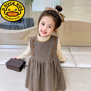 G.duck2025新款童裝秋冬款女童加絨格子背帶裙女寶寶洋氣背心裙小童裙子 主圖色 加絨格子裙子 120 cm建議身高110厘米左右