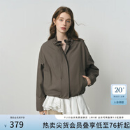 范思藍(lán)恩花苞領(lǐng)抽繩復(fù)古短外套女秋季2025新款巴恩風(fēng)工裝夾克3158 茶灰色 L