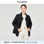 娜爾思（NAERSI）優(yōu)雅氣質(zhì)黑色棉服外套女秋冬新款通勤單排扣棉衣 黑色 XL
