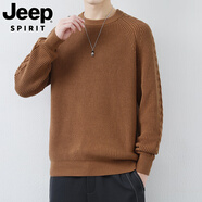 JEEP SPIRIT純棉毛衣男冬季寬松圓領(lǐng)針織衫軟糯純色感線(xiàn)衫加厚內搭線(xiàn)衣 駝色 M 120斤以?xún)?
                                         title=