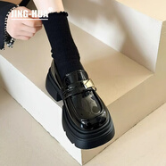靖話(huà)厚底樂(lè )福鞋女25年秋冬季新款小皮鞋小個(gè)子增高日系jk制服單鞋女 黑色【亮光】 36 (230mm)