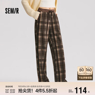 森馬（Semir）休閑褲女格紋闊腿褲復(fù)古風(fēng)潮流2024冬季時尚仿呢長褲109724127008