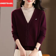 Sweet basil100純羊毛冬季新款花邊聚熱寬松氣質(zhì)女加厚半高毛衣 紅色【純羊毛】 M 【90-100斤】