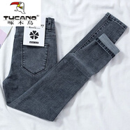 啄木鳥(niǎo)（TUCANO）超高腰小腳牛仔褲女春秋新款外穿春裝顯瘦緊身九分鉛筆褲 灰藍色【九/分褲】 28 (100-110斤)