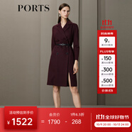 PORTS寶姿女裝長(zhǎng)袖OL風(fēng)職場(chǎng)收腰連衣裙ALN9D030JCF036 酒紅色 L (8)