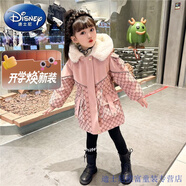 迪士尼（Disney）女童外套冬裝2025秋冬新款兒童洋氣韓版中大童加絨加厚派克服棉服 粉色 150