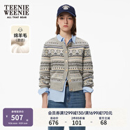 Teenie Weenie小熊女裝時尚簡約風(fēng)針織開衫秋季復(fù)古費爾島提花毛衣 灰色 M (165)