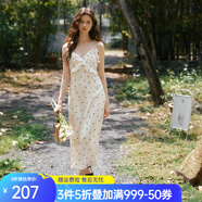 Olrain歐芮兒吊帶碎花連衣裙夏季女裝浪漫優(yōu)雅長(cháng)裙子度假沙灘裙 波點(diǎn) M