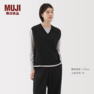 無印良品（MUJI）女式 針織 V領(lǐng) 背心 馬甲 針織衫 25年春季  BA1Q2A5S 黑色 M （160/84A）