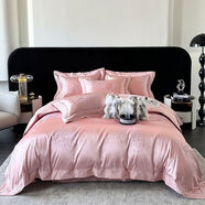 賽樂(lè )透歐式家紡水晶四件套全棉天絲貢緞提花4六件套公主婚慶18米 藕色愛(ài)卡香檳金 1點(diǎn)5床被套200*230CM四件套