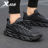 特步（XTEP）男鞋跑步鞋2025秋季新款輕便減震運(yùn)動(dòng)鞋子男大學(xué)生革面舒適休閑鞋 黑 44