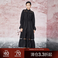 達衣巖時髦小拉夫立領(lǐng)襯衫連衣裙2021秋季新款宮廷風(fēng)優(yōu)雅公主裙 然烏黑 S